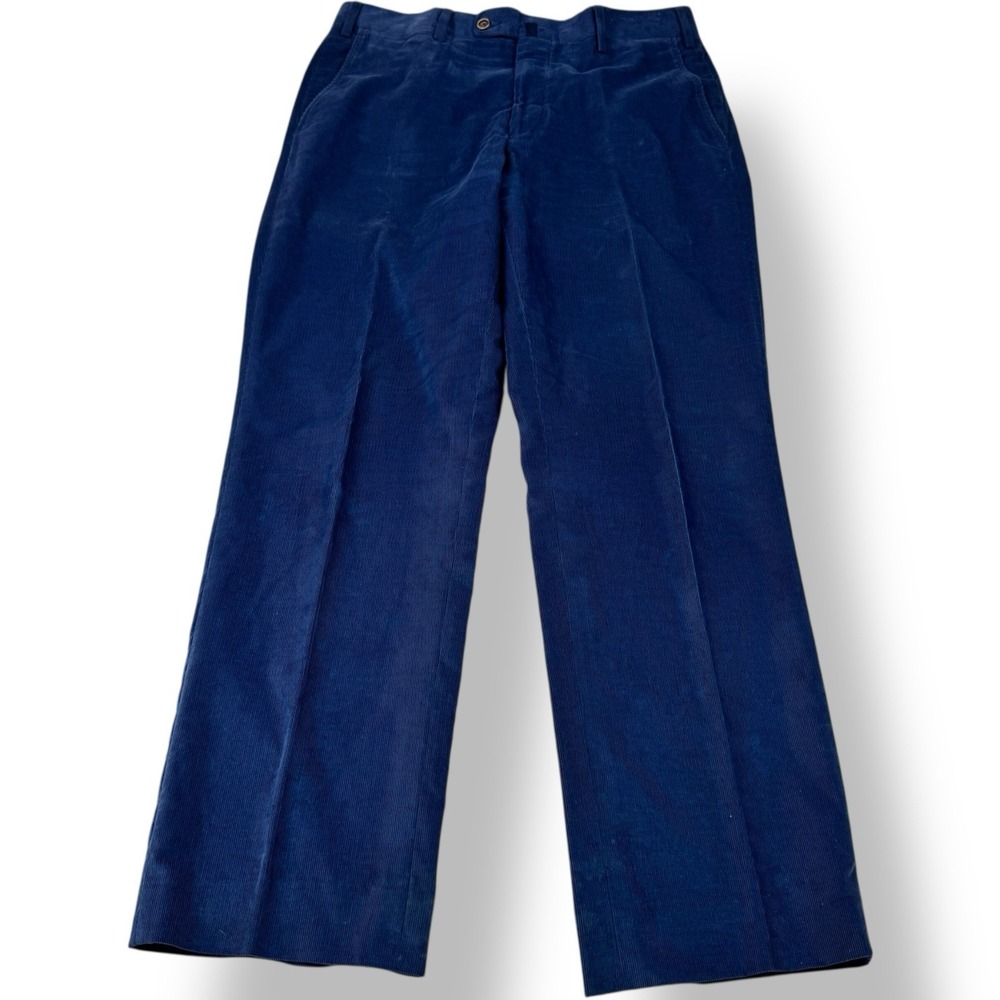 Vigano Blue Corduroy Flat Front Dress Pants‎ Cotton Men's Size 32x30